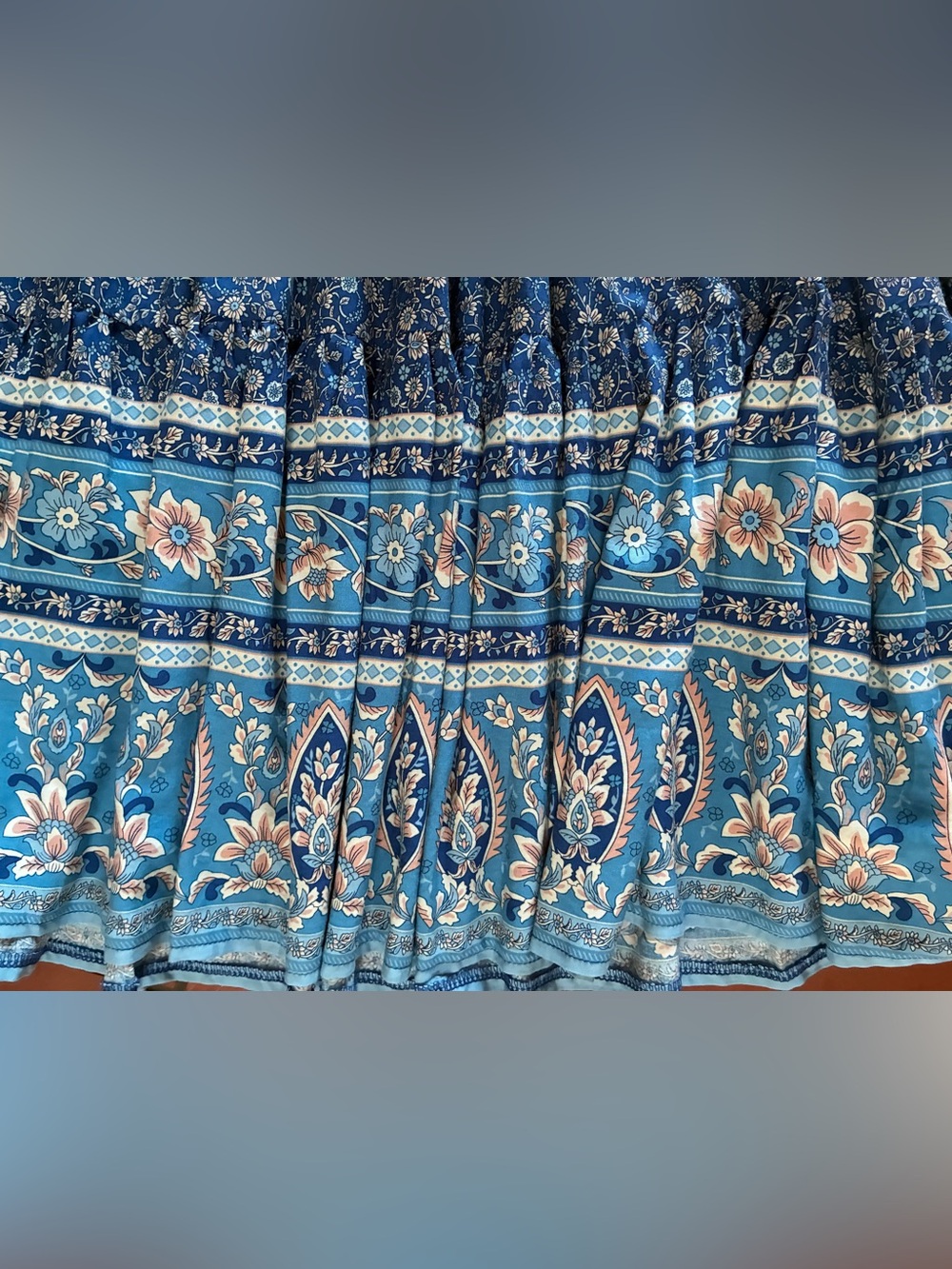 NATURAL LIFE Blue Floral Tiered Maxi Skirt - Picture 7 of 11